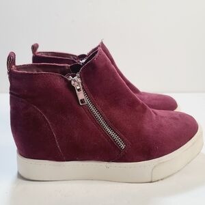 Soda Taylor Maroon High Top Hidden Wedge Platform Sneaker sz 7